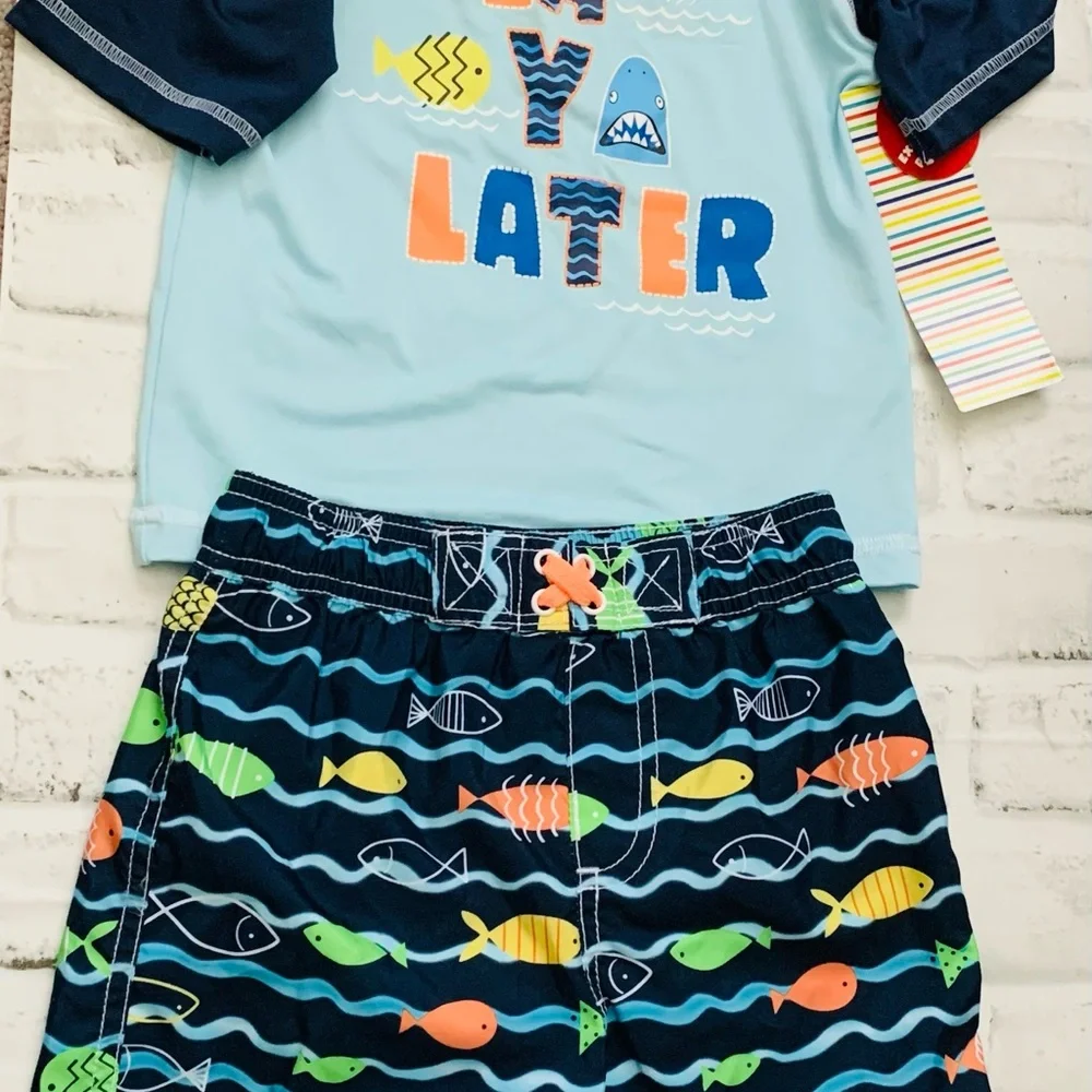 “See Ya Later” Toddler Boy Swim Set | Top & Shorts | Multicolored | NWT | 4T - Picture 4 of 9